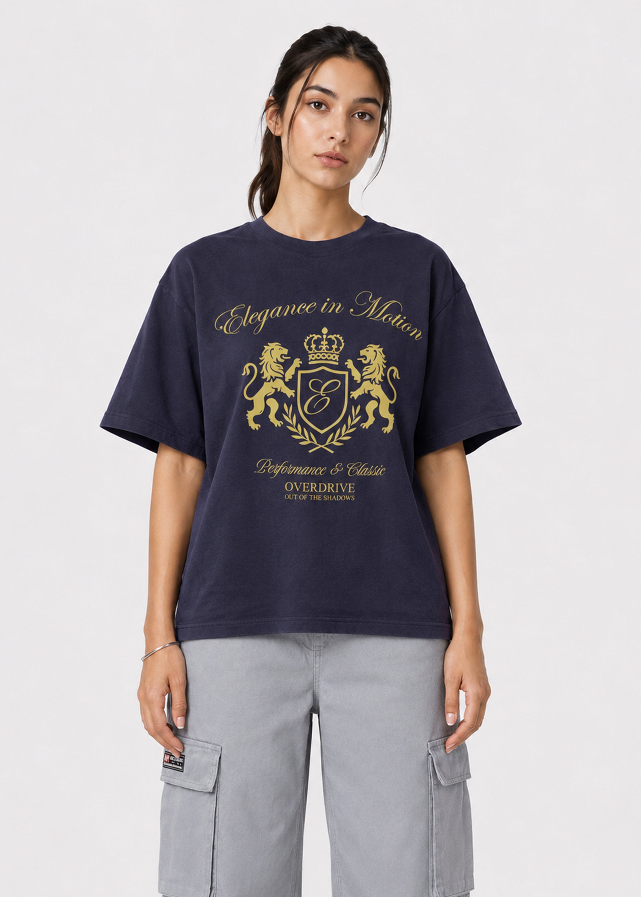 Elegance in Motion Oversized T-Shirt (Navy Blue)