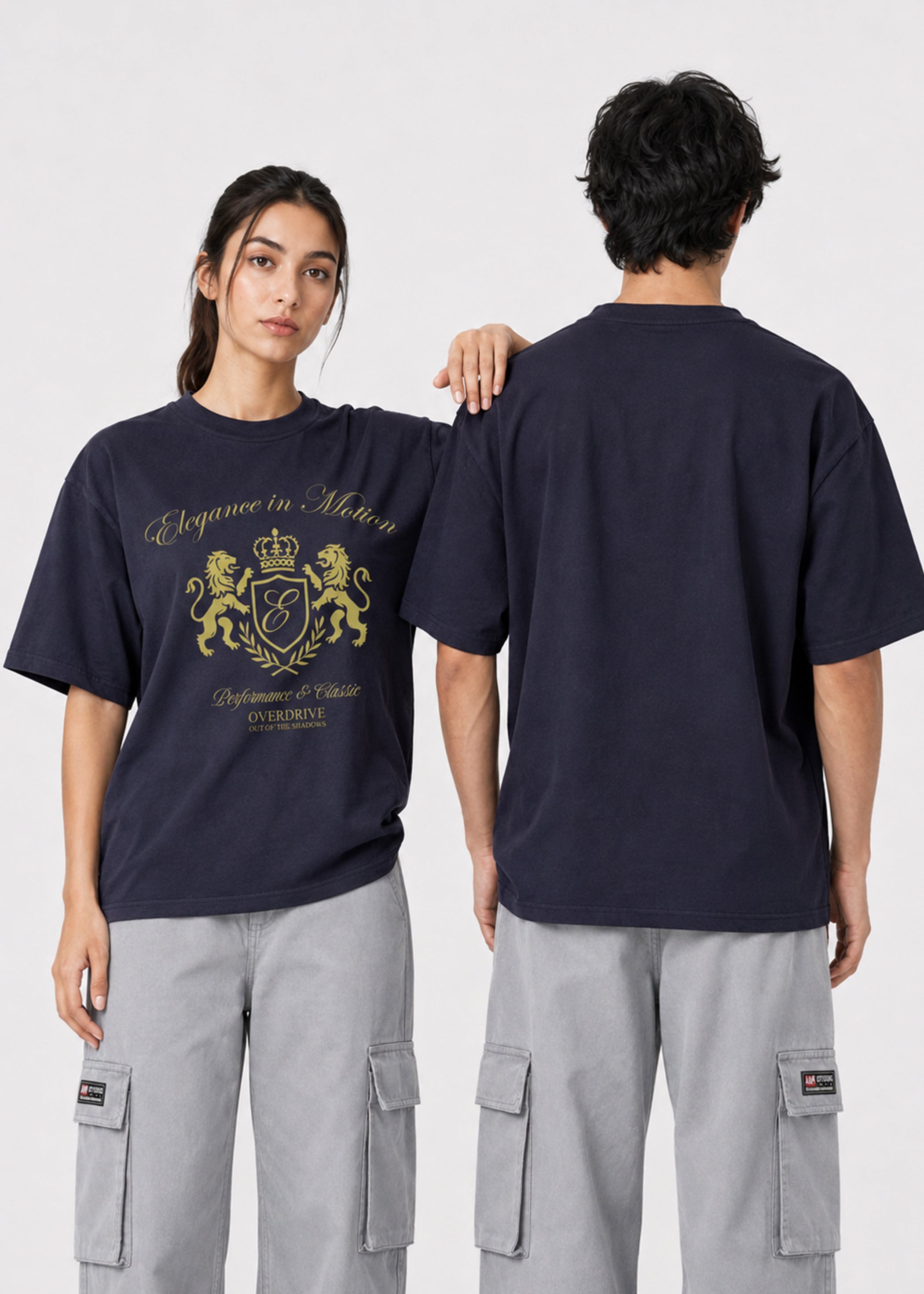 Elegance in Motion Oversized T-Shirt (Navy Blue)