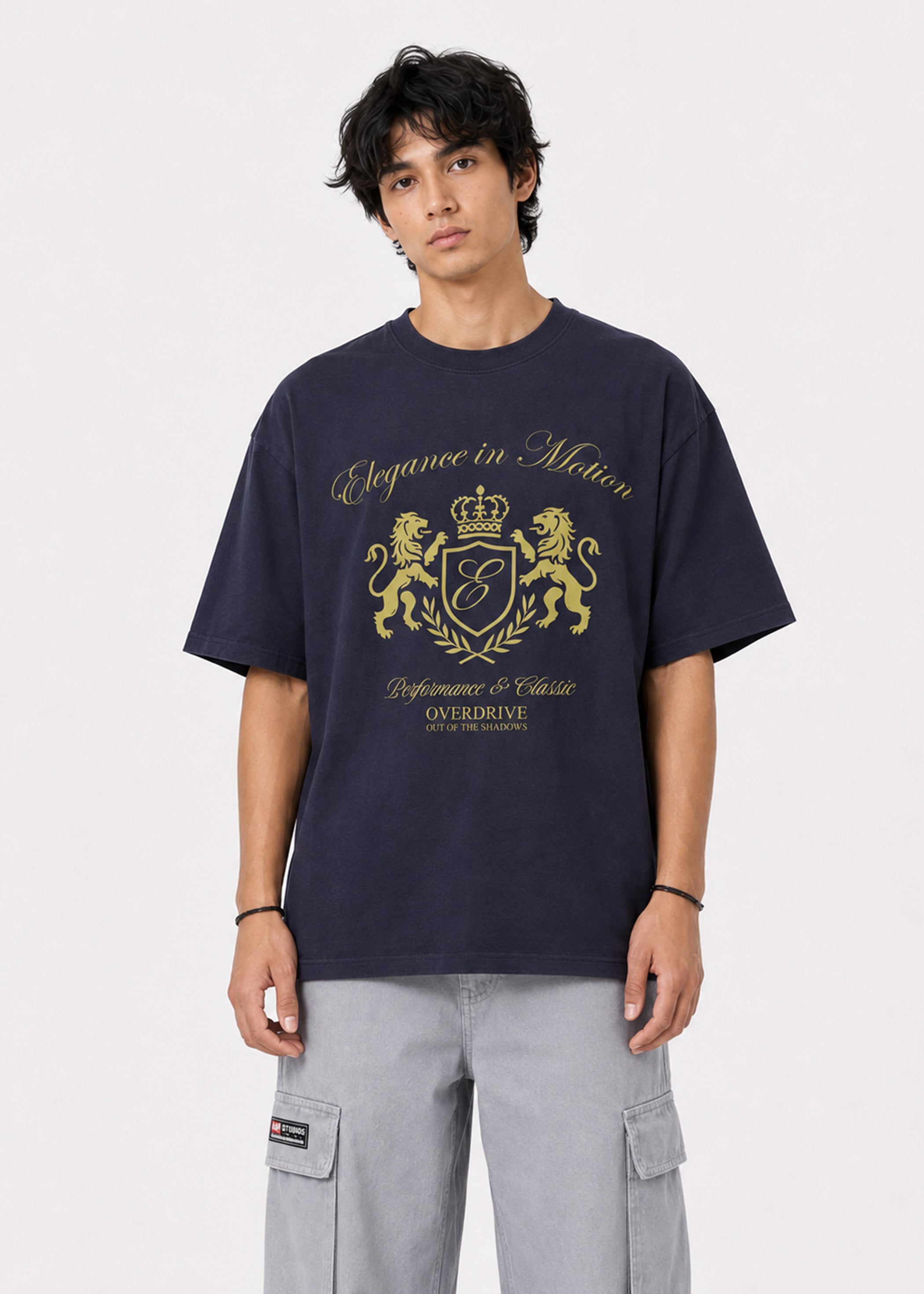 Elegance in Motion Oversized T-Shirt (Navy Blue)
